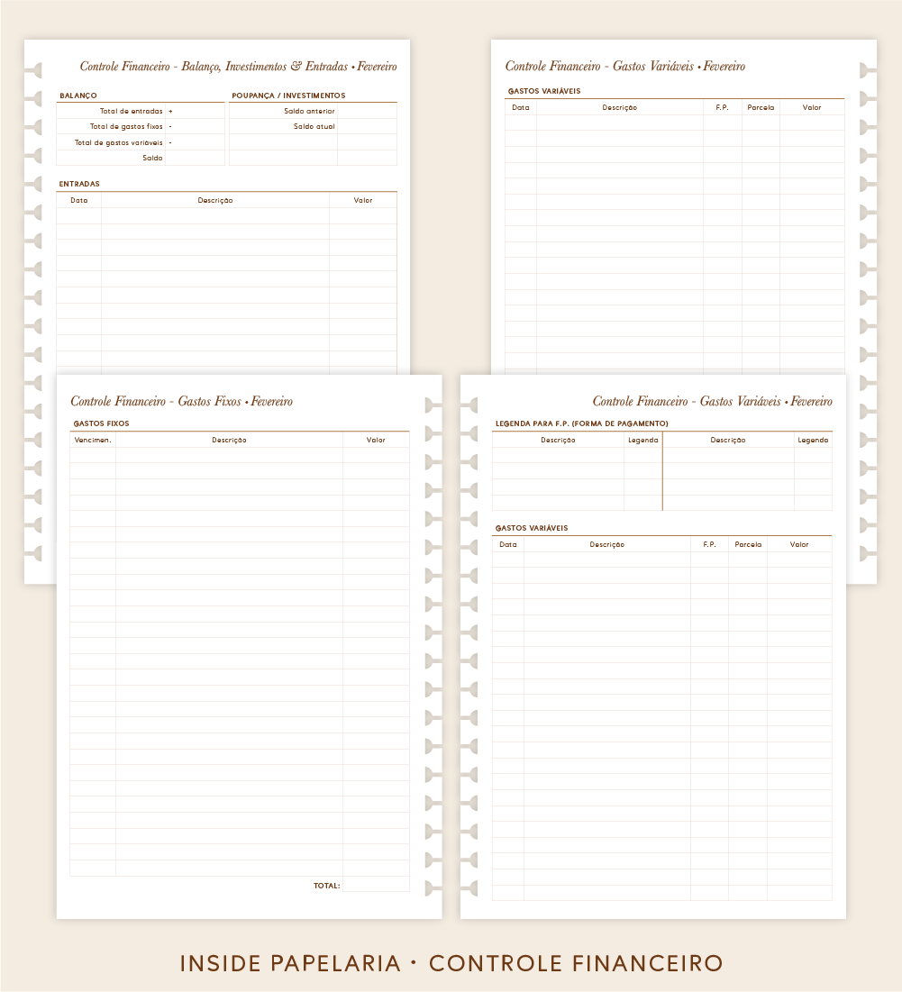 Insert Planner - Controle Financeiro | 120g/m²