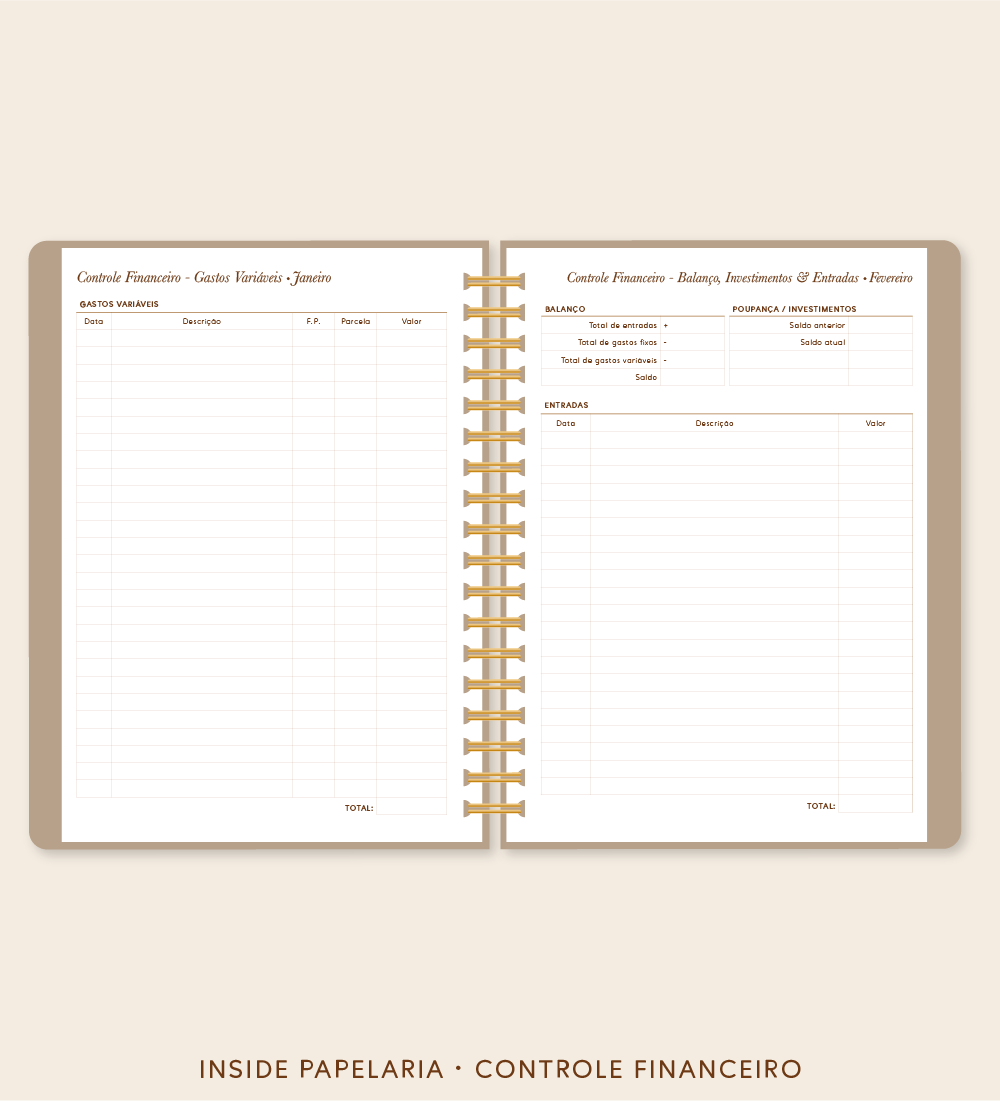 Insert Planner - Controle Financeiro | 120g/m²