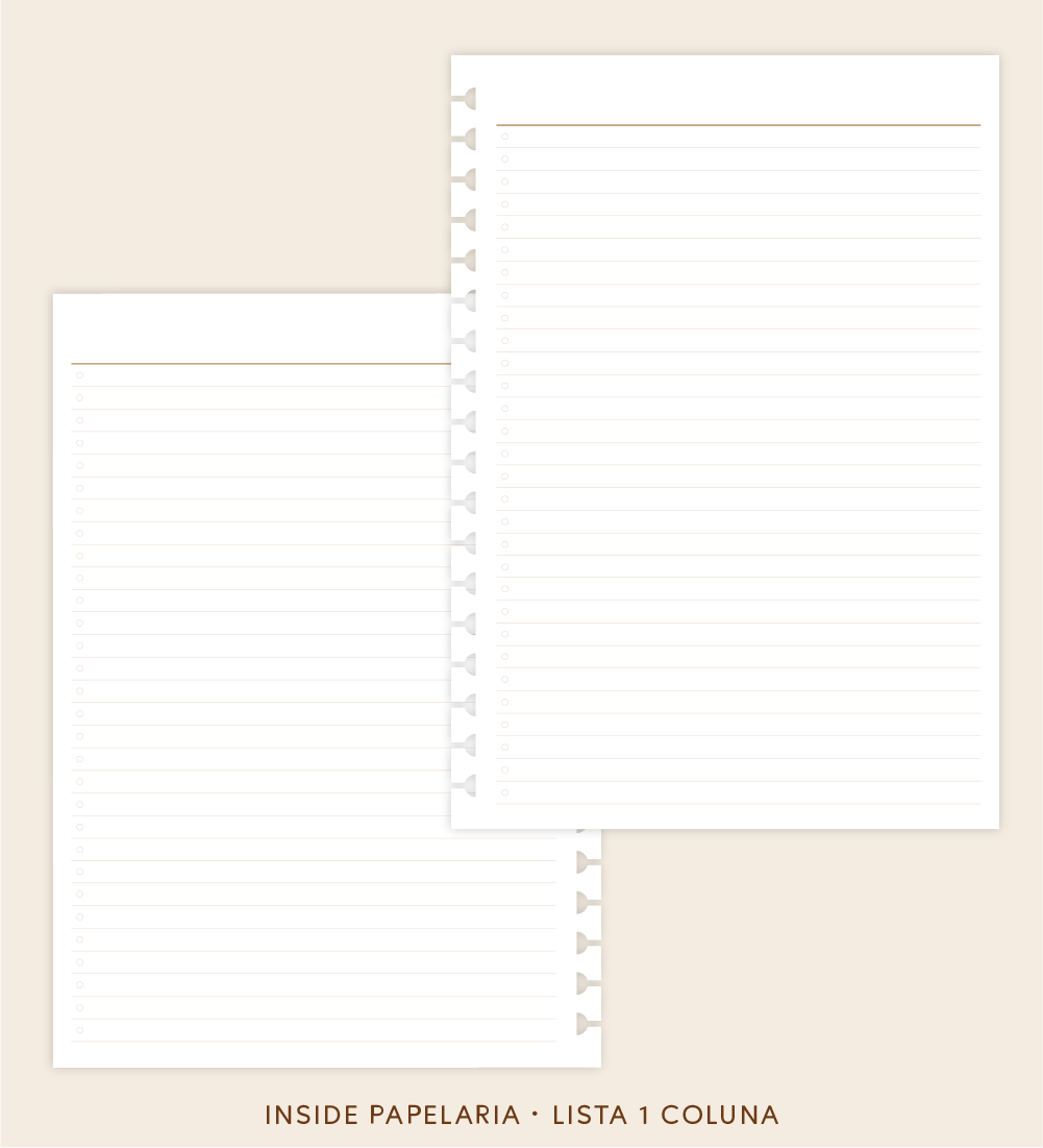 Insert Planner - Lista em 1 Coluna | 120g/m²