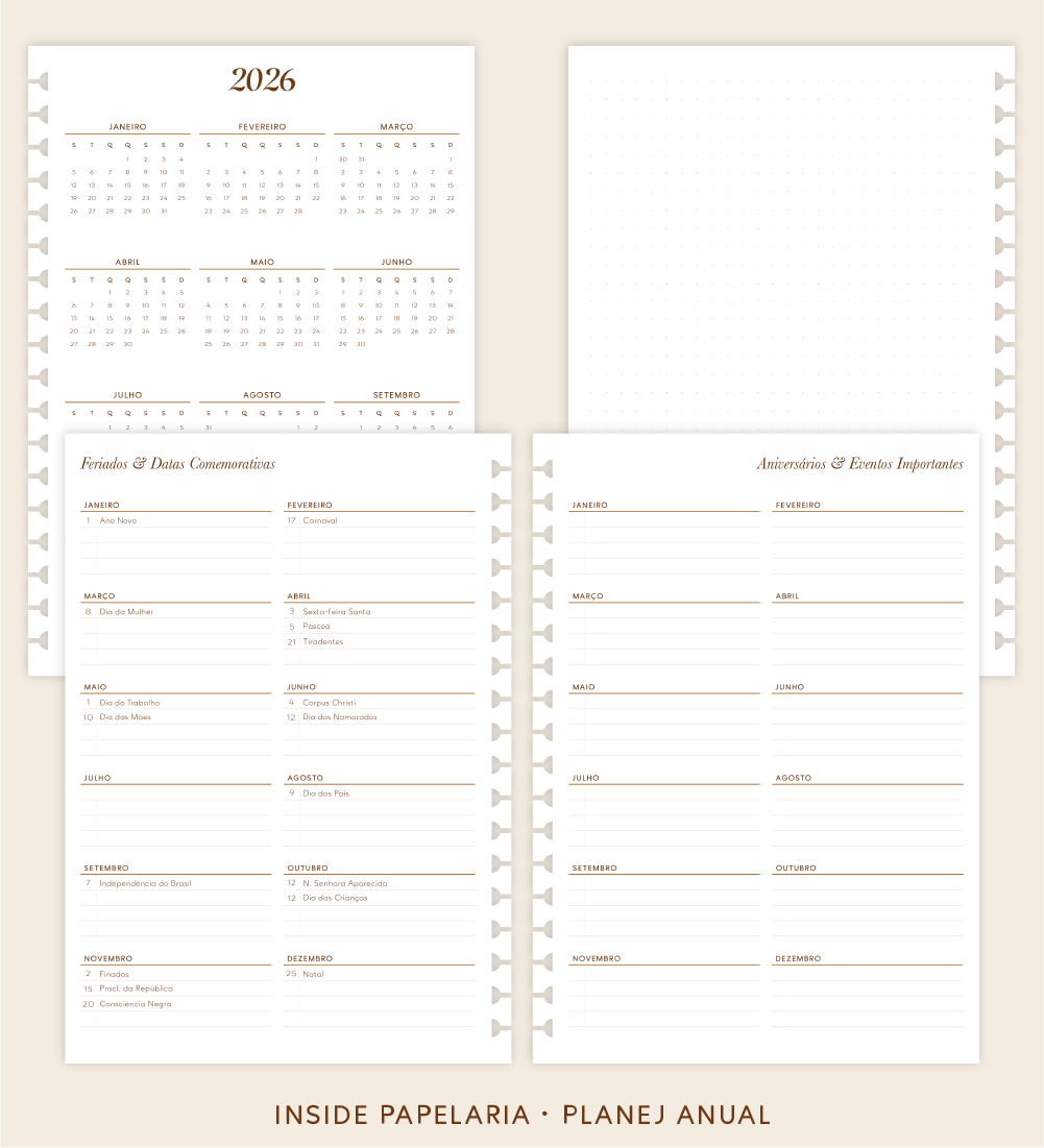 Insert Planner - Planej. Anual 2026 | 120g/m²
