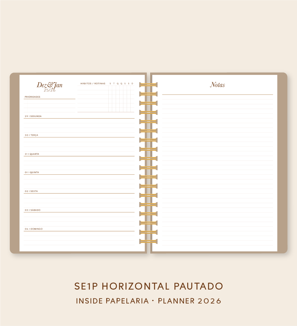 Insert Planner - Visões 2026 (somente semanas e/ou dias) - Meses Contínuos | 120g/m²
