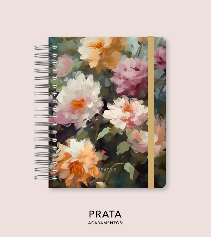 Capa + Espiral Colegial Jardim Secreto Pintura 04 | com Bolso e Divisórias