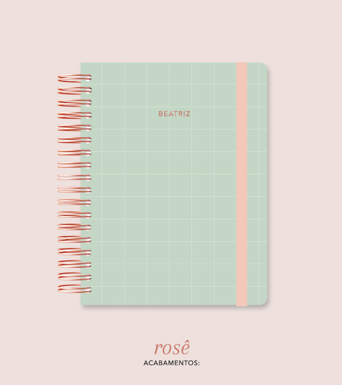 Capa + Espiral Colegial Verde Quadriculado | com Bolso e Divisórias