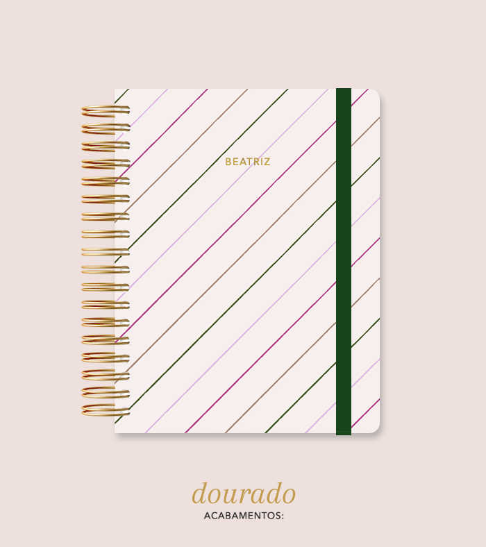 Capa + Espiral Colegial Listras 2 | com Bolso e Divisórias