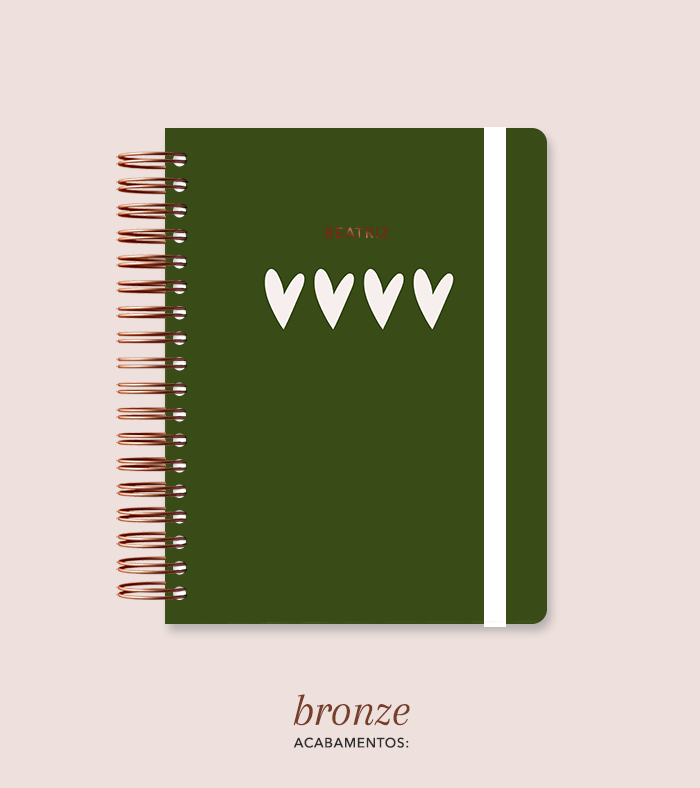 Capa + Espiral Colegial Corações 5 | com Bolso e Divisórias