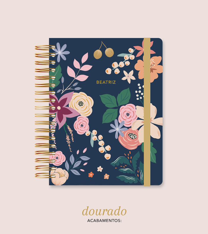 Capa + Espiral Colegial Night Garden | com Bolso e Divisórias