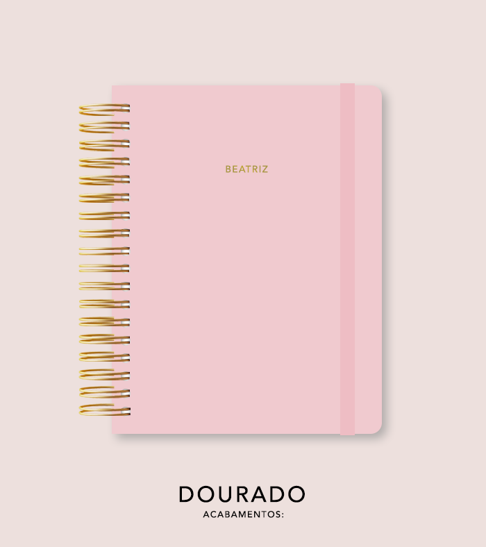 Capa + Espiral Colegial Blush | com Bolso e Divisórias