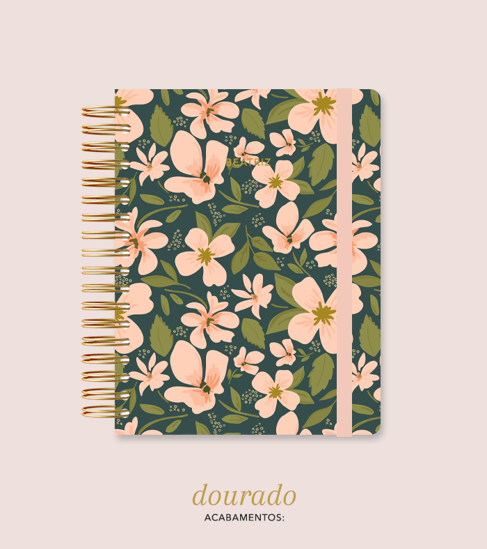 Capa + Espiral Colegial The Flowers 001 | com Bolso e Divisórias