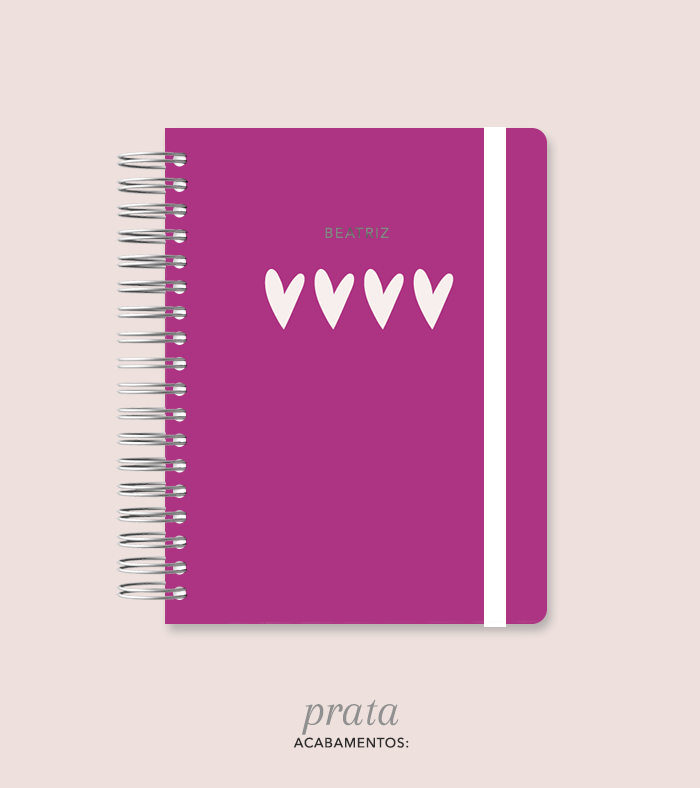 Capa + Espiral Colegial Corações 7 | com Bolso e Divisórias