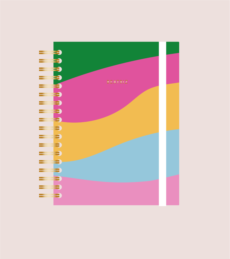Capa + Espiral Colegial Waves | com Bolso e Divisórias