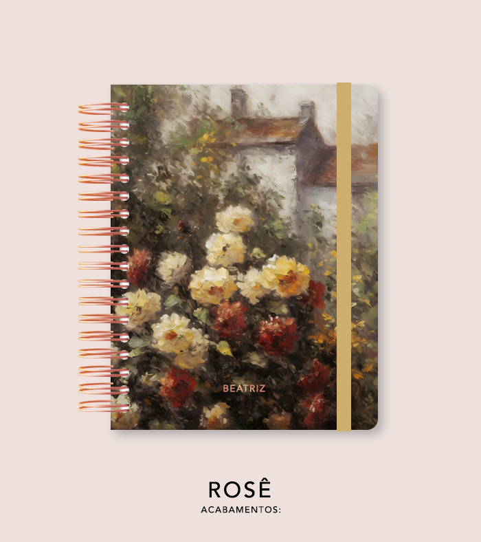 Capa + Espiral Colegial Jardim Secreto Pintura 01 | com Bolso e Divisórias
