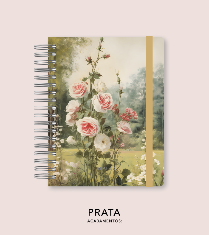 Capa + Espiral Colegial Jardim Secreto Pintura 02 | com Bolso e Divisórias