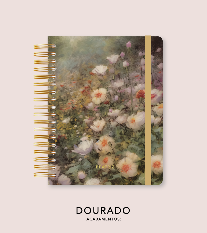 Capa + Espiral Colegial Jardim Secreto Pintura 03 | com Bolso e Divisórias
