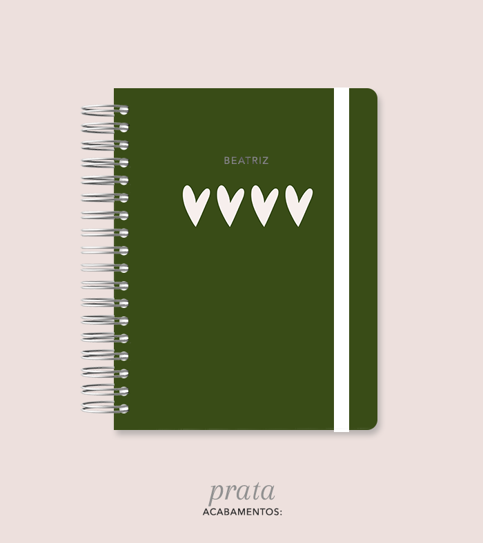 Capa + Espiral Colegial Corações 5 | com Bolso e Divisórias