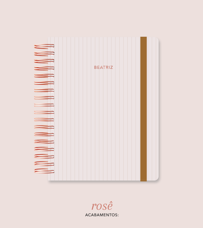 Capa + Espiral Colegial Marrom Listrado | com Bolso e Divisórias