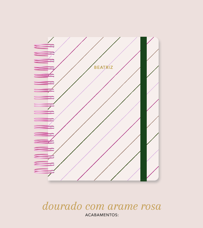 Capa + Espiral Colegial Listras 2 | com Bolso e Divisórias