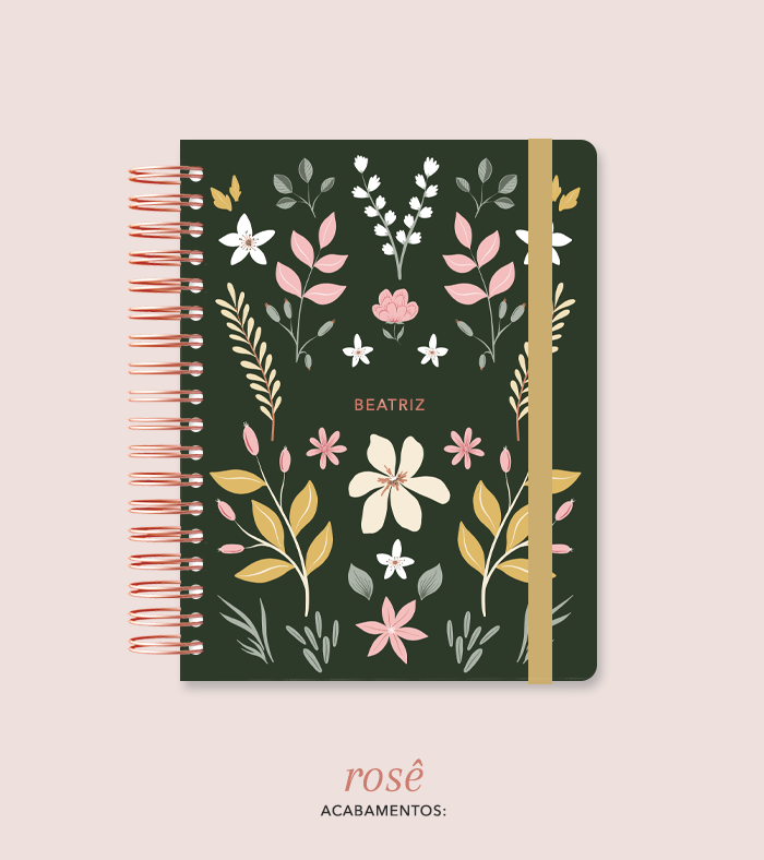 Capa + Espiral Colegial Jardim Verde | com Bolso e Divisórias