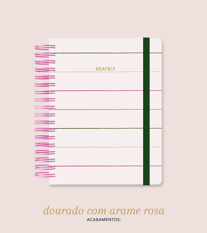Capa + Espiral Colegial Listras 1 | com Bolso e Divisórias