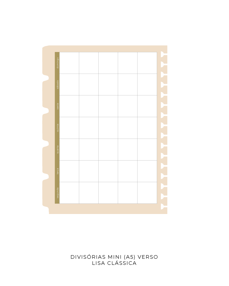 Divisórias Mini A5 - Clássica | 5 un. 180g/m²