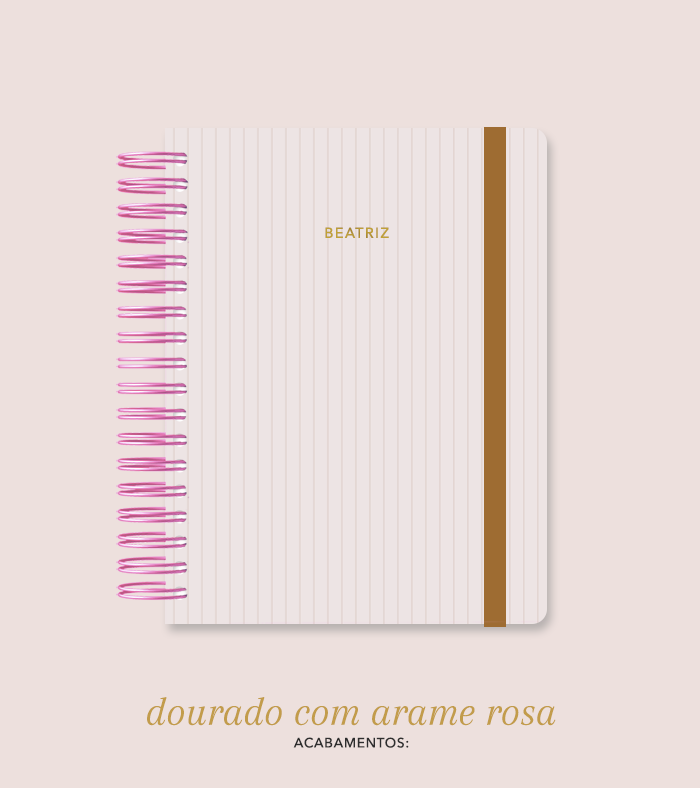 Capa + Espiral Colegial Marrom Listrado | com Bolso e Divisórias