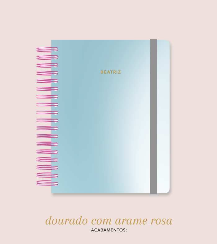 Capa + Espiral Colegial Degradê 3 | com Bolso e Divisórias