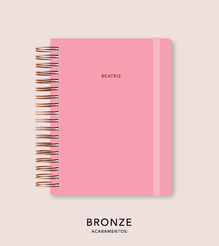 Capa + Espiral Colegial Dusty Rose | com Bolso e Divisórias
