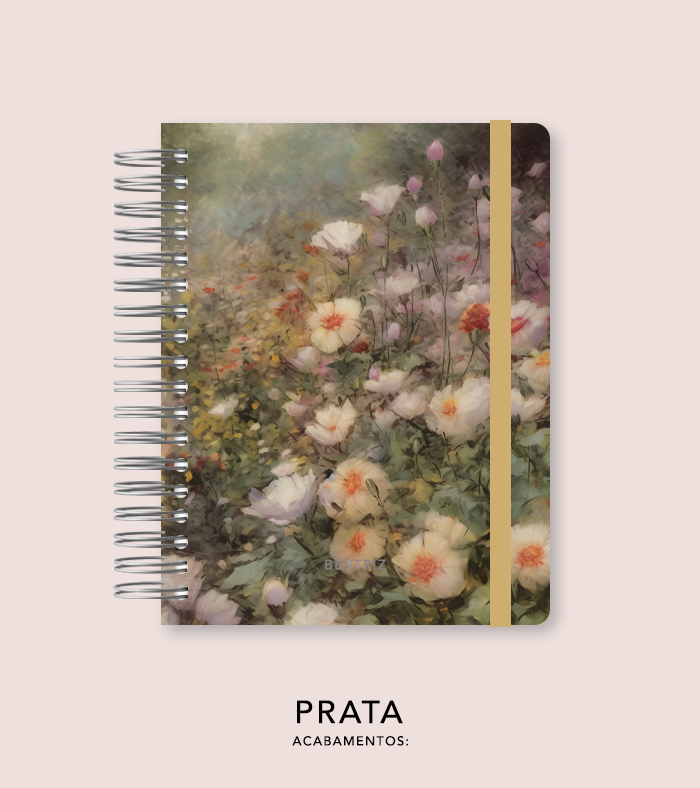 Capa + Espiral Colegial Jardim Secreto Pintura 03 | com Bolso e Divisórias