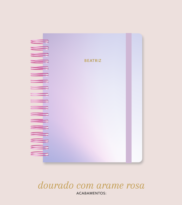 Capa + Espiral Colegial Degradê 2 | com Bolso e Divisórias