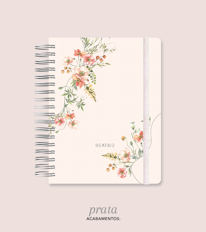 Capa + Espiral Colegial Pêssego | com Bolso e Divisórias