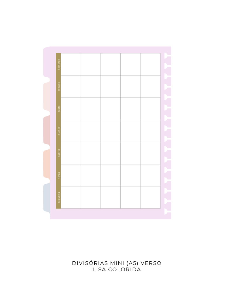 Divisórias Mini A5 - Colorida | 5 un. 180g/m²
