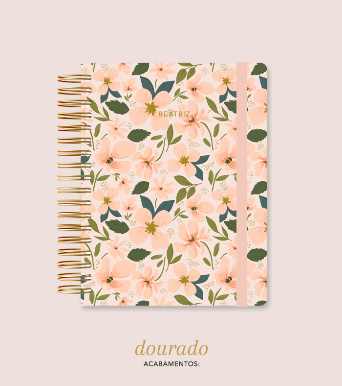 Capa + Espiral Colegial The Flowers 002 | com Bolso e Divisórias