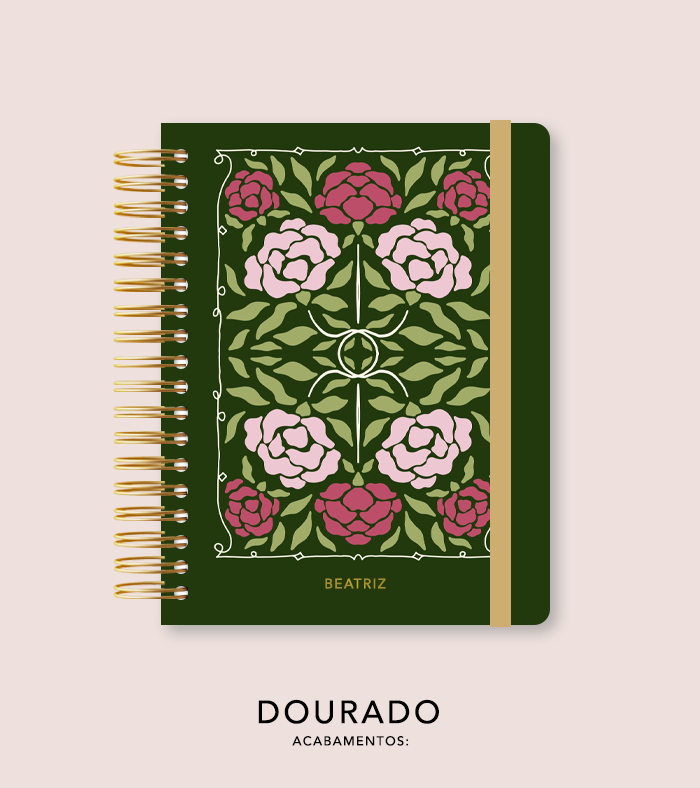 Capa + Espiral Colegial Jardim Secreto Moderna 02 | com Bolso e Divisórias