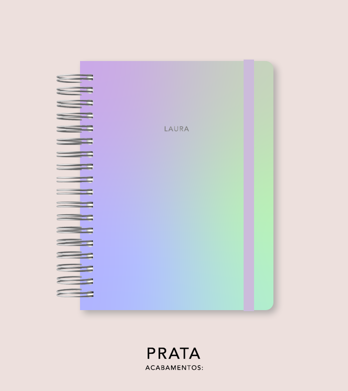 Capa + Espiral Colegial Degradê 7 | com Bolso e Divisórias