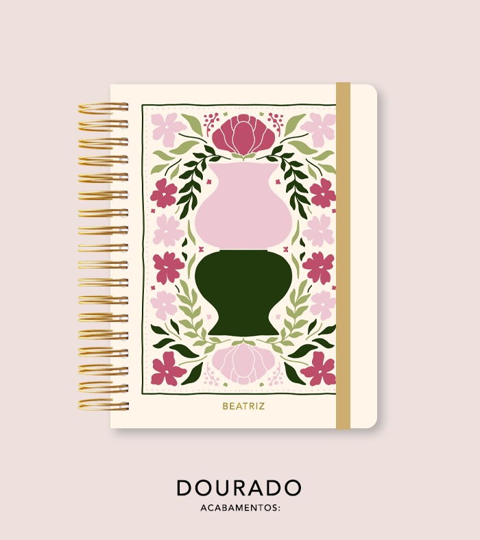 Capa + Espiral Colegial Jardim Secreto Moderna 01 | com Bolso e Divisórias