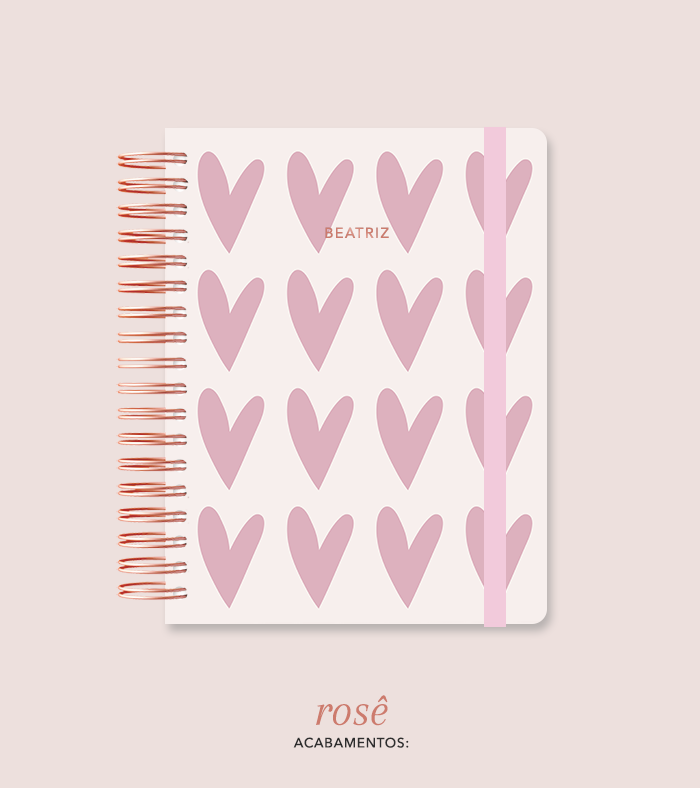 Capa + Espiral Colegial Corações 1 | com Bolso e Divisórias