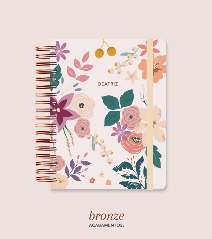 Capa + Espiral Colegial Day Garden | com Bolso e Divisórias