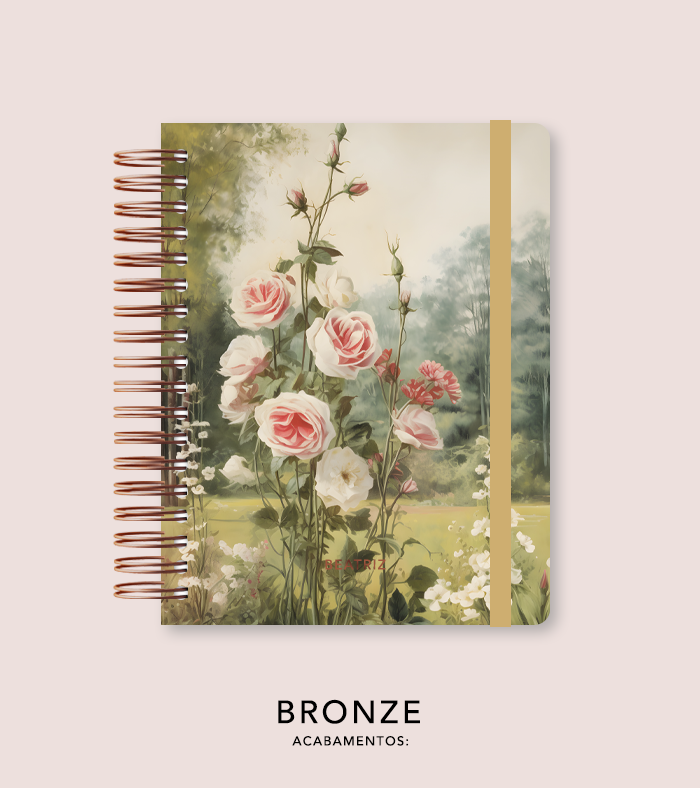 Capa + Espiral Colegial Jardim Secreto Pintura 02 | com Bolso e Divisórias