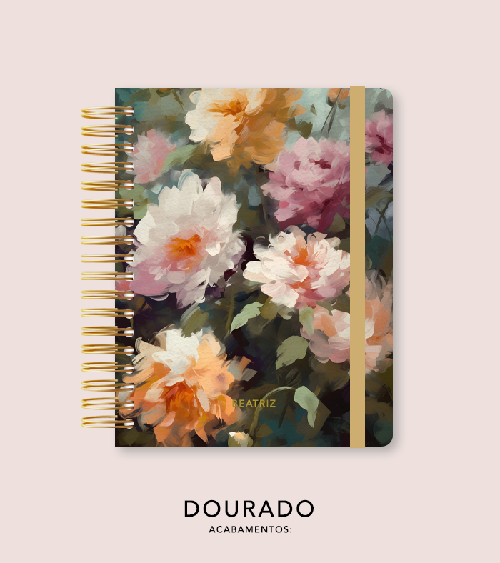 Capa + Espiral Colegial Jardim Secreto Pintura 04 | com Bolso e Divisórias