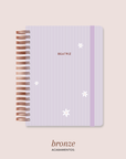 Mini Inside Lilás Listrado Flores Pequenas - Caderno A5