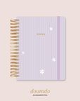 Mini Inside Lilás Listrado Flores Pequenas - Caderno A5