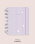 Mini Inside Lilás Listrado Flores Pequenas - Caderno A5