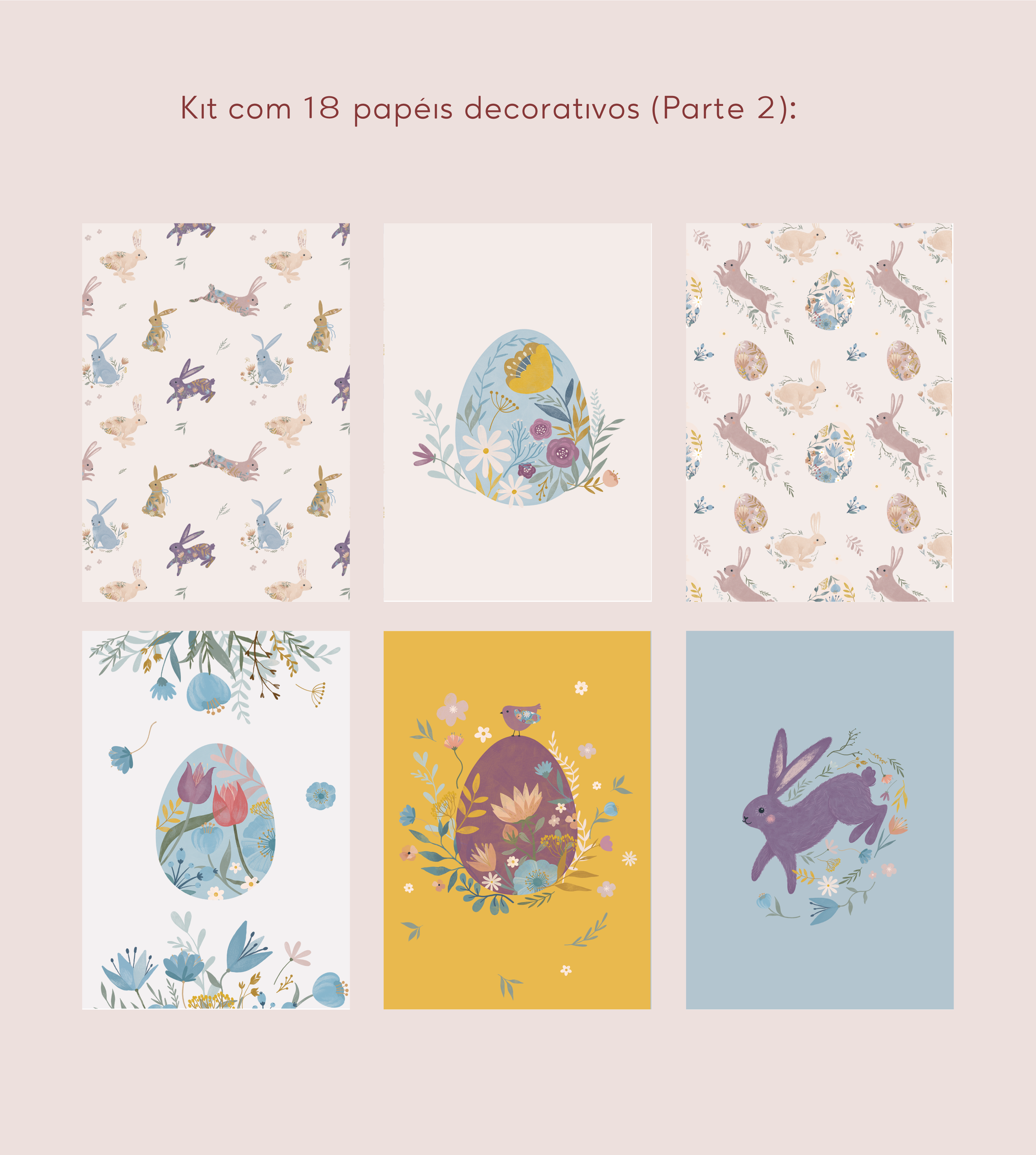 Kit 18 Papéis Decorativos - The Rabbit 2.0
