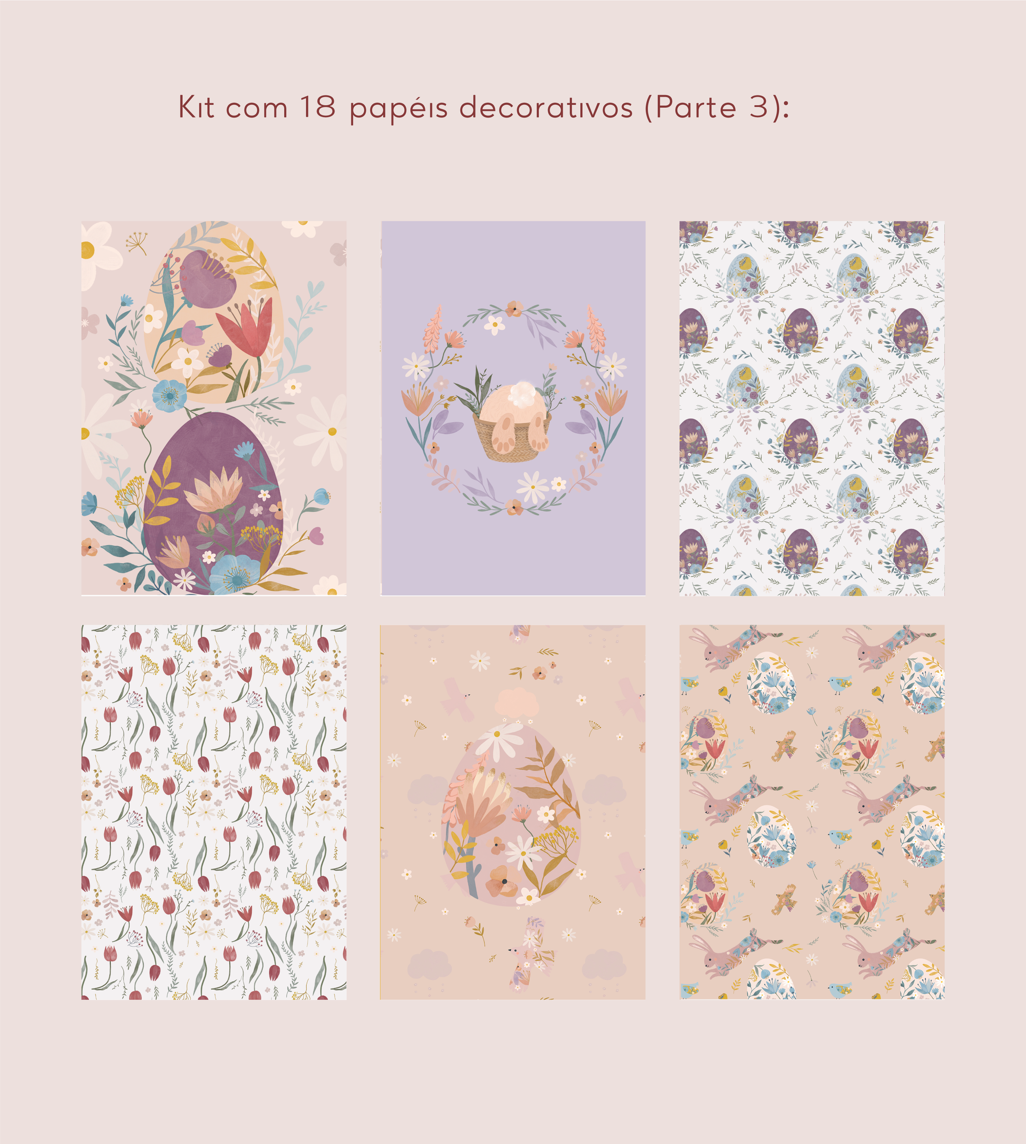 Kit 18 Papéis Decorativos - The Rabbit 2.0