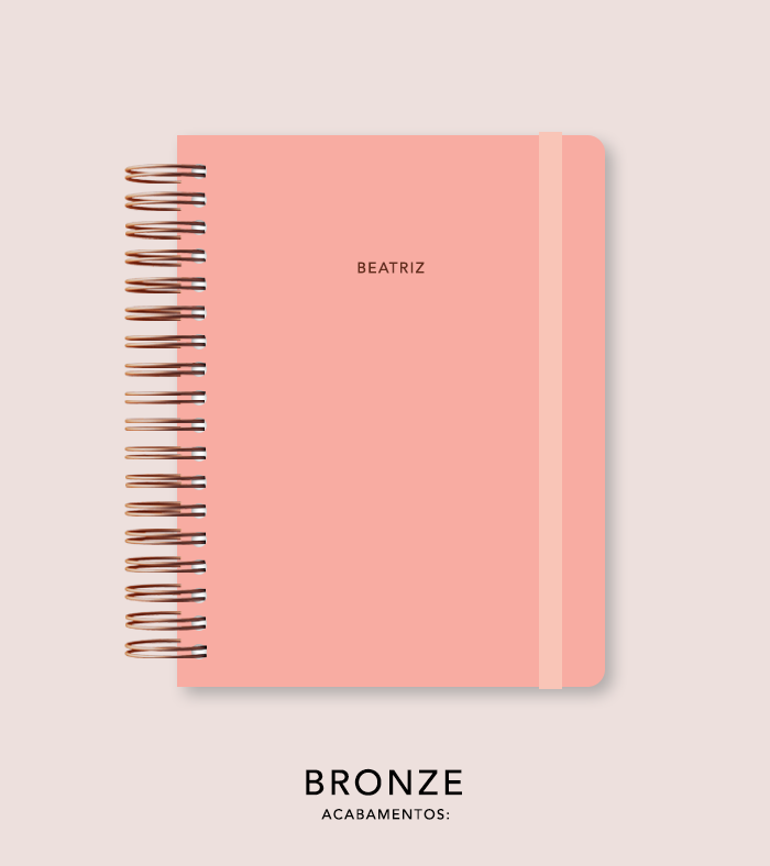 Capa + Espiral Colegial Peachy Pink | com Bolso e Divisórias