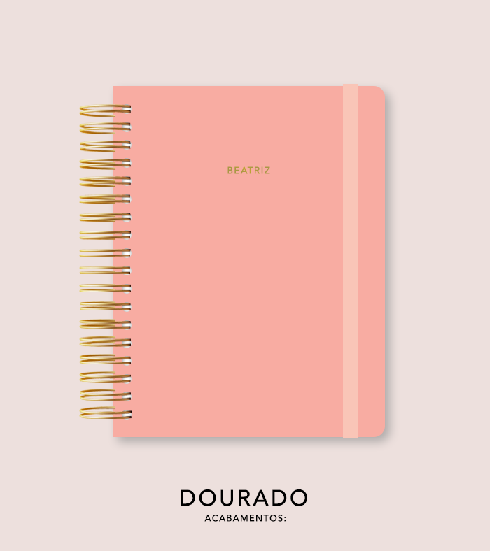 Capa + Espiral Colegial Peachy Pink | com Bolso e Divisórias