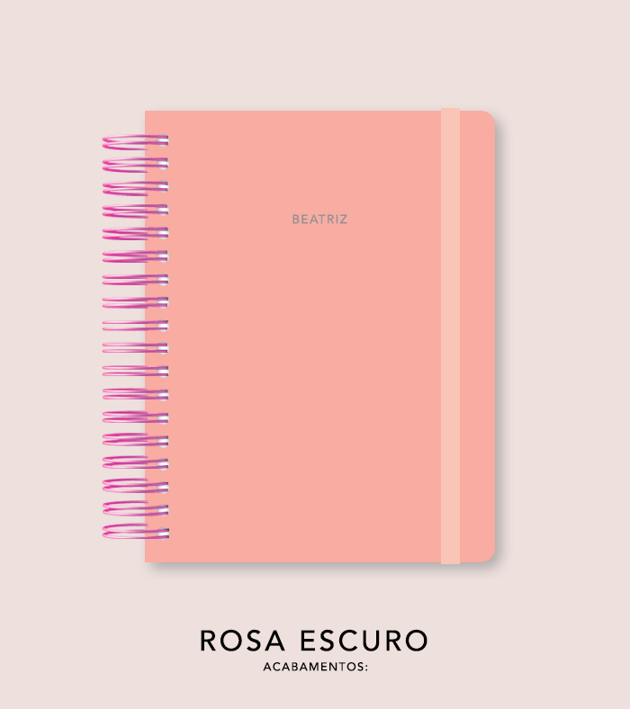 Capa + Espiral Colegial Peachy Pink | com Bolso e Divisórias
