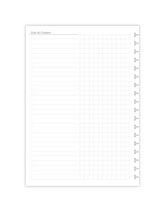 Refil Colegial - Planner de Refeições | 50 folhas 90g/m²
