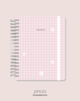 Mini Inside Rosa Xadrez Flores Pequenas - Caderno A5