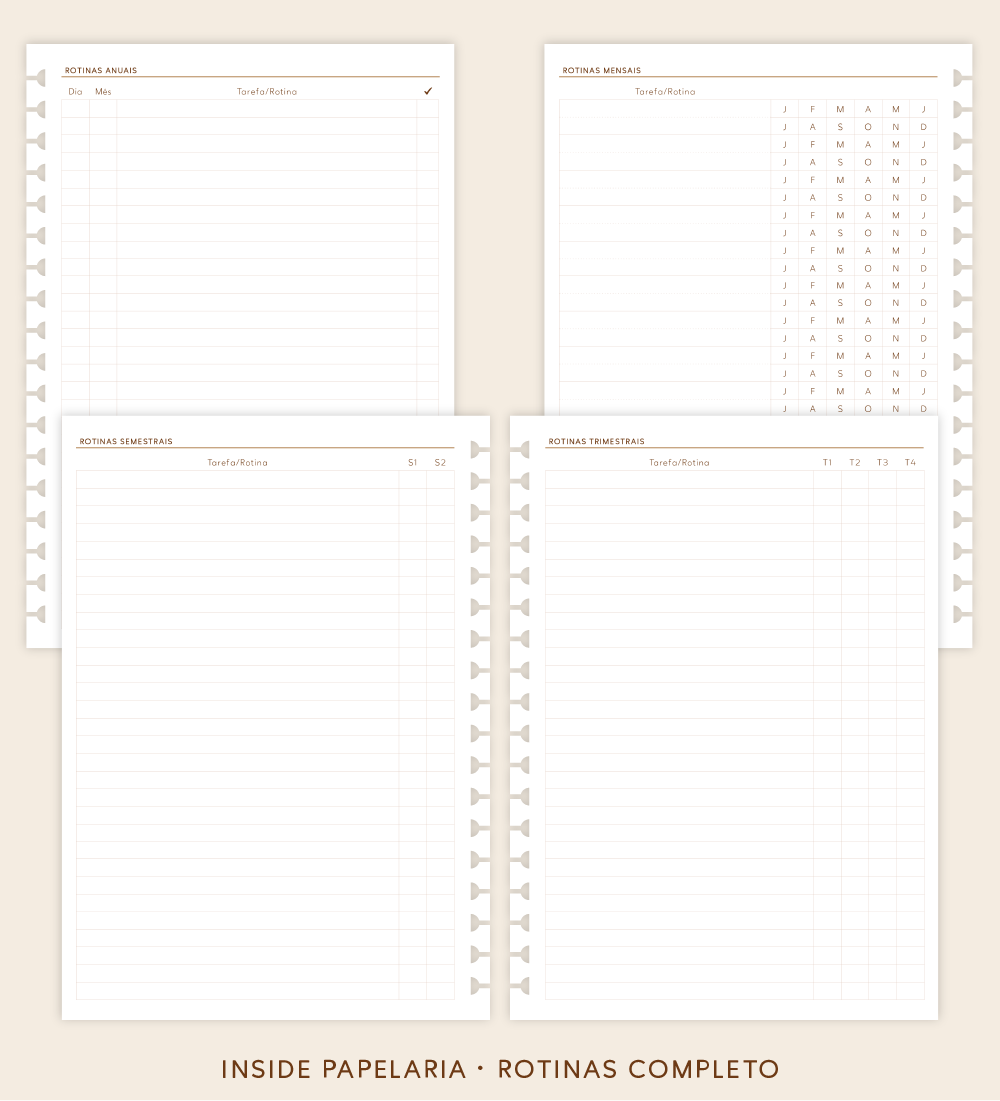 Insert Planner - Rotinas Completo | 120g/m²