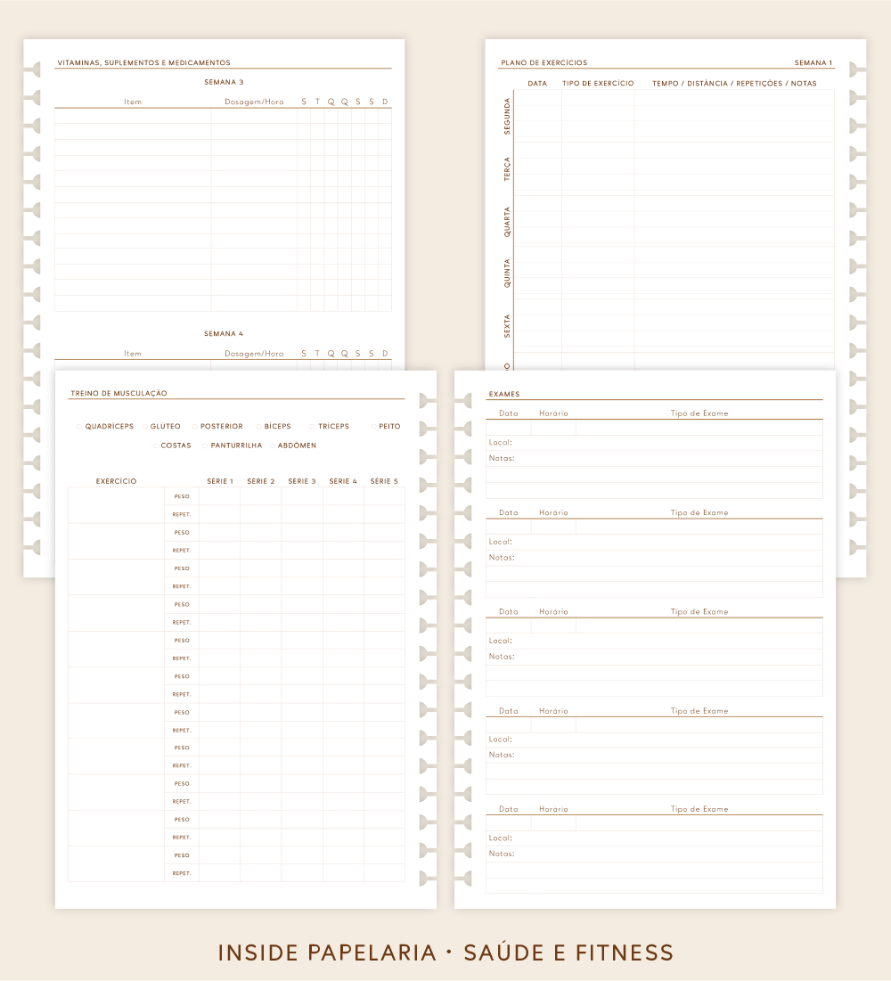 Insert Planner - Saúde e Fitness | 120g/m²